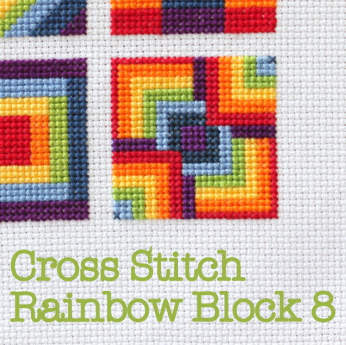 Cross Stitch Rainbow Block 8