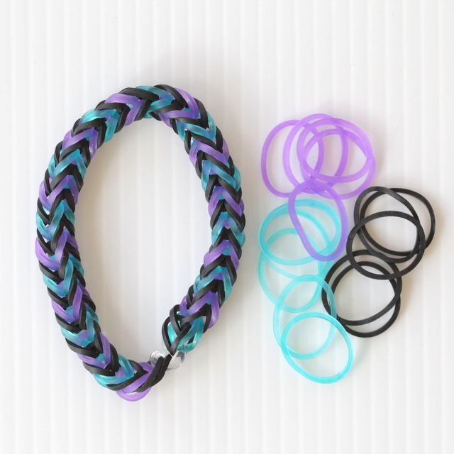 fishtail loom bracelet purple turquoise black