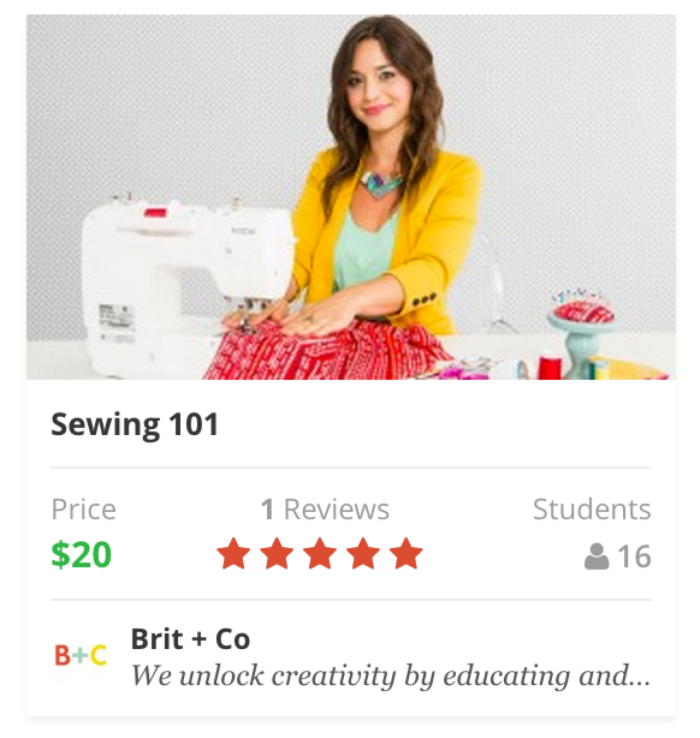 Brit + Co Udemy Sewing 101