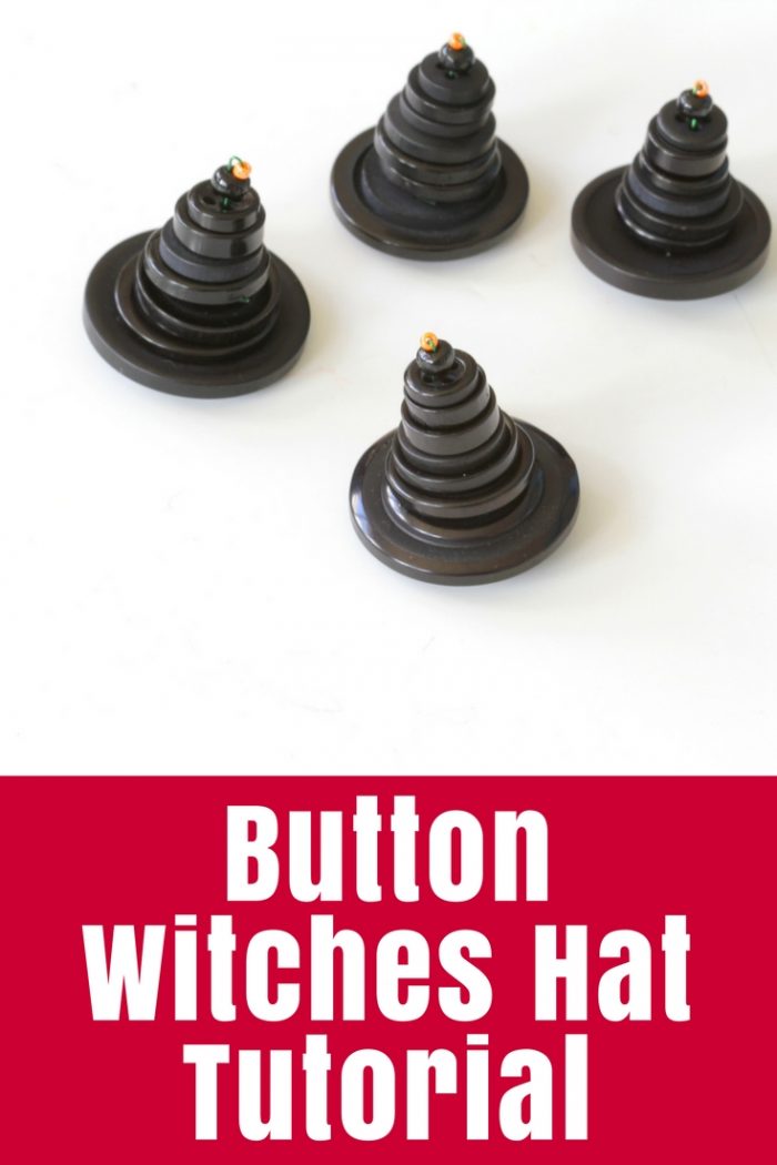 Make a cute mini Button Witches Hat with this quick tutorial. They'd be cute for Halloween decorating or parties and so easy to create.