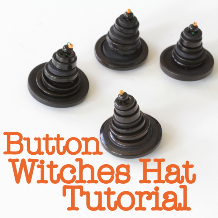 Make a cute mini Button Witches Hat with this quick tutorial. They'd be cute for Halloween decorating or parties and so easy to create.