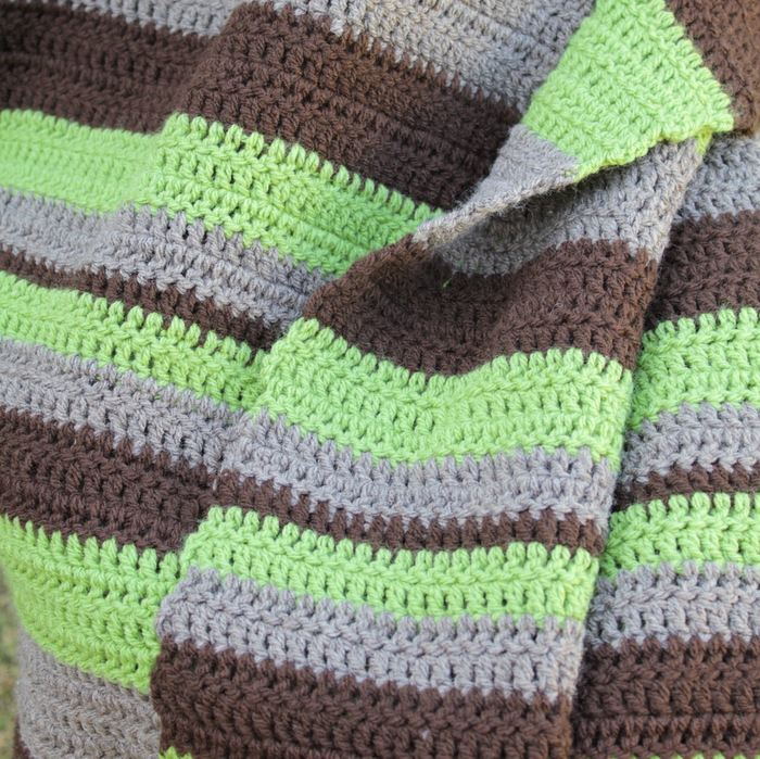 crochet blanket green brown