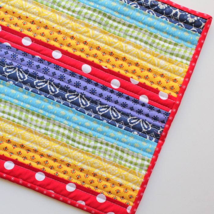 rainbow stripe mini quilt