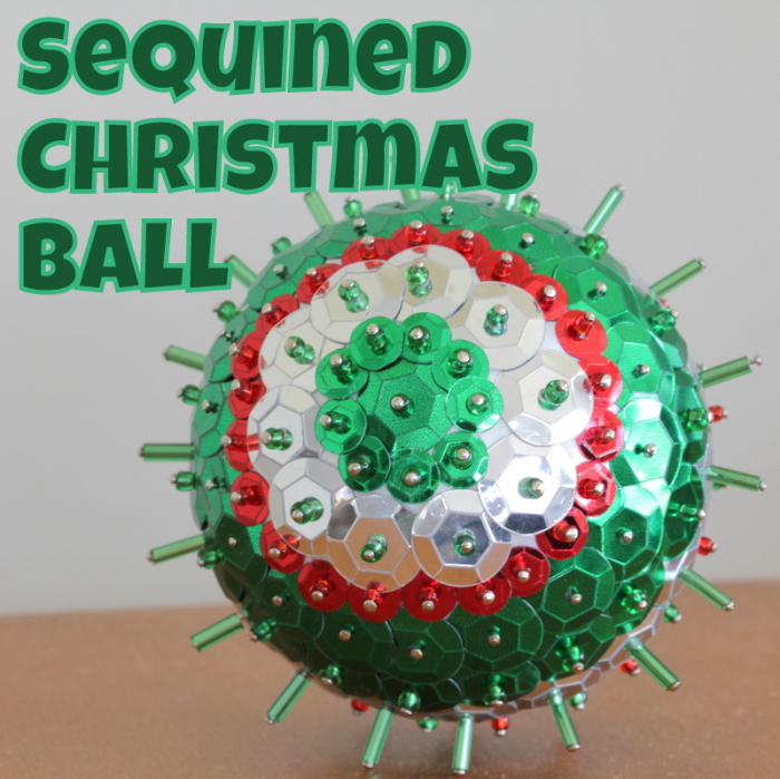 Sequined Christmas Ball Green Silver