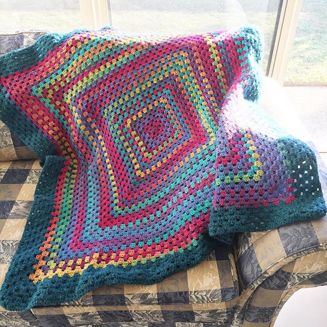 granny rainbow crochet blanket