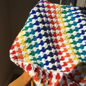 rainbow crochet hearts