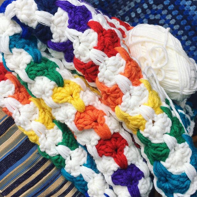 rainbow crochet stack