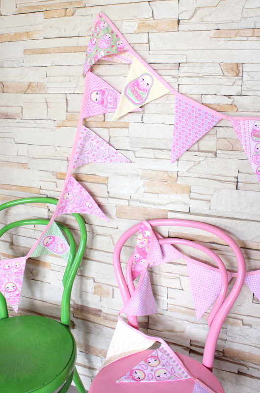 How to sew a string of bunting or flags from a printed fabric bunting panel - plus links to some clever tips and tricks