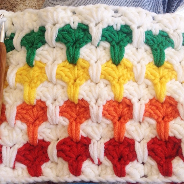 rainbow crochet heart green