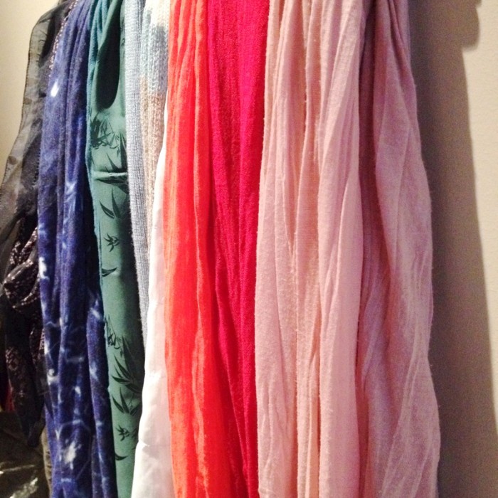 rainbow of scarves