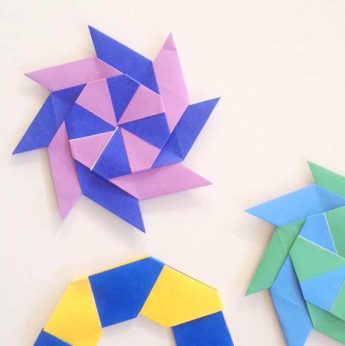blue purple origami ninja star