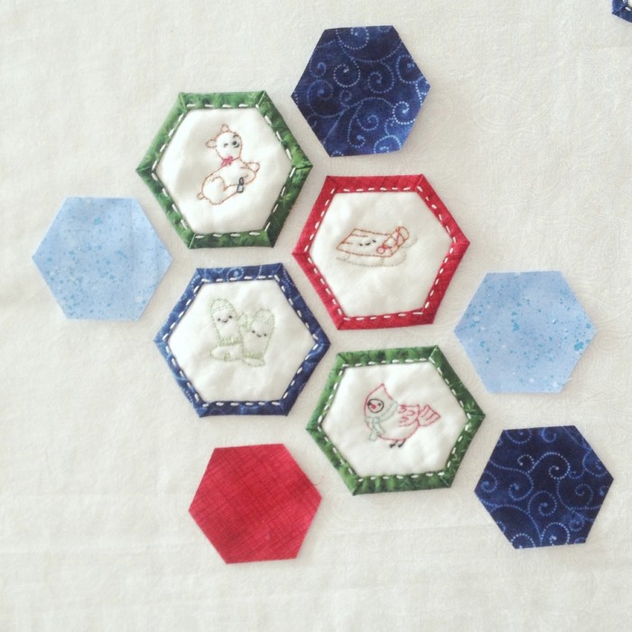 more hexagon stitcheries-001
