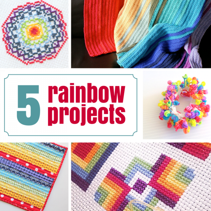These are 5 rainbow projects that you could start today - including a mini quilt, rainbow cross stitch and a crochet blanket.