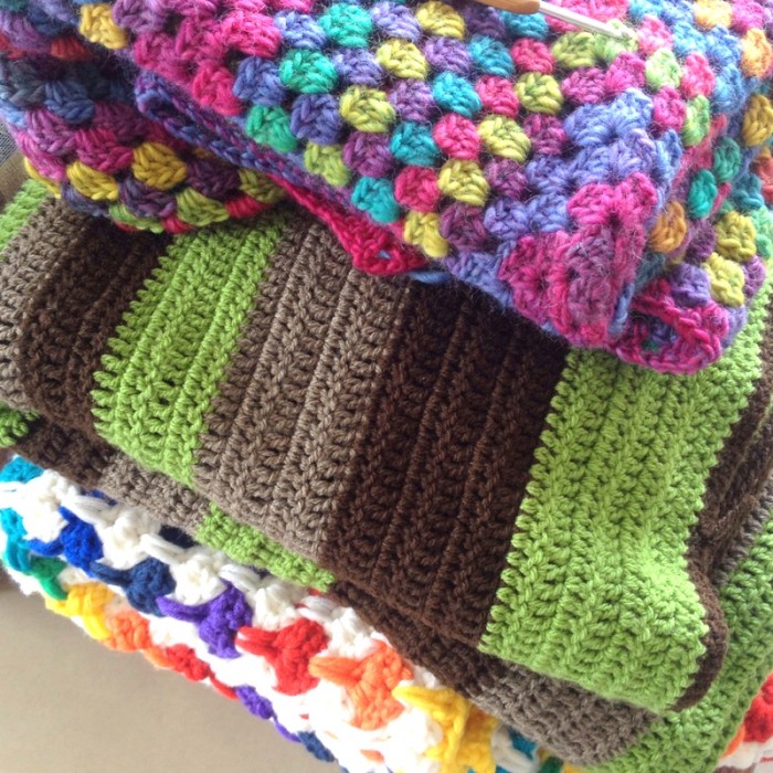 crochet blanket stack