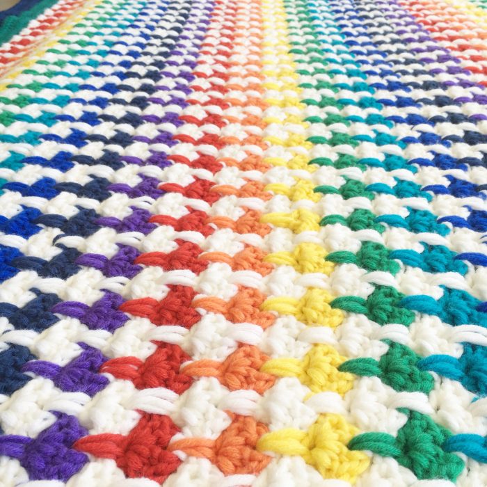 Crochet Rainbow Heart Blanket 4