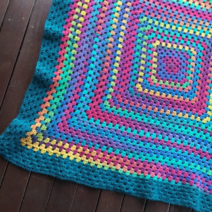 rainbow crochet granny blanket