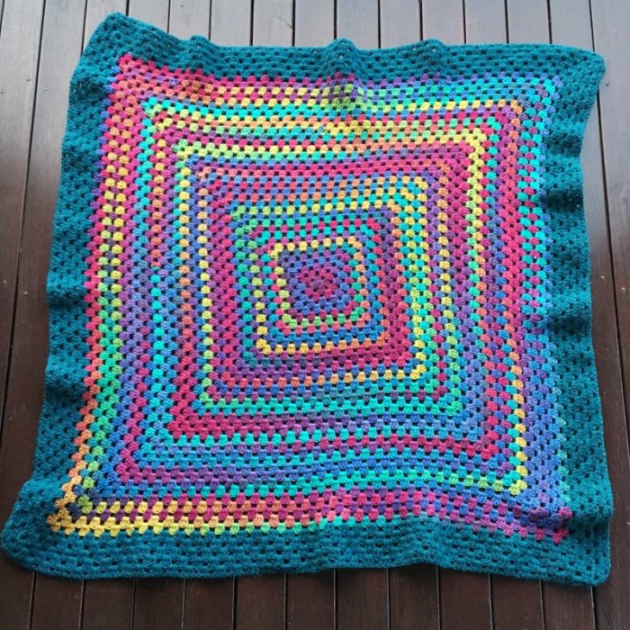 rainbow crochet granny blanket3