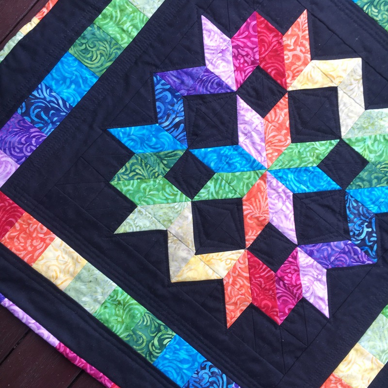 Rainbow Star Mini Quilt Finished