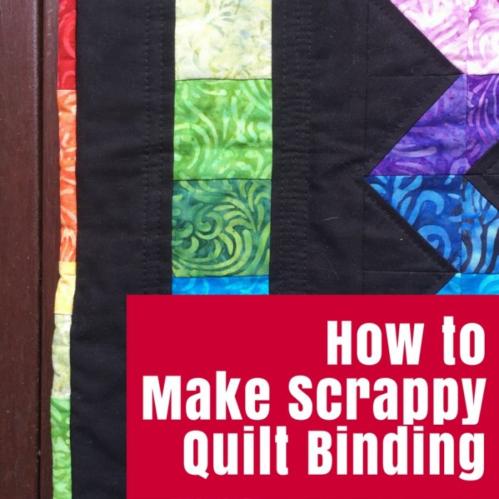 Learn how to create scrappy quilt binding like I did for my rainbow star mini quilt - a great way to use up the scraps from your quilt piecing.